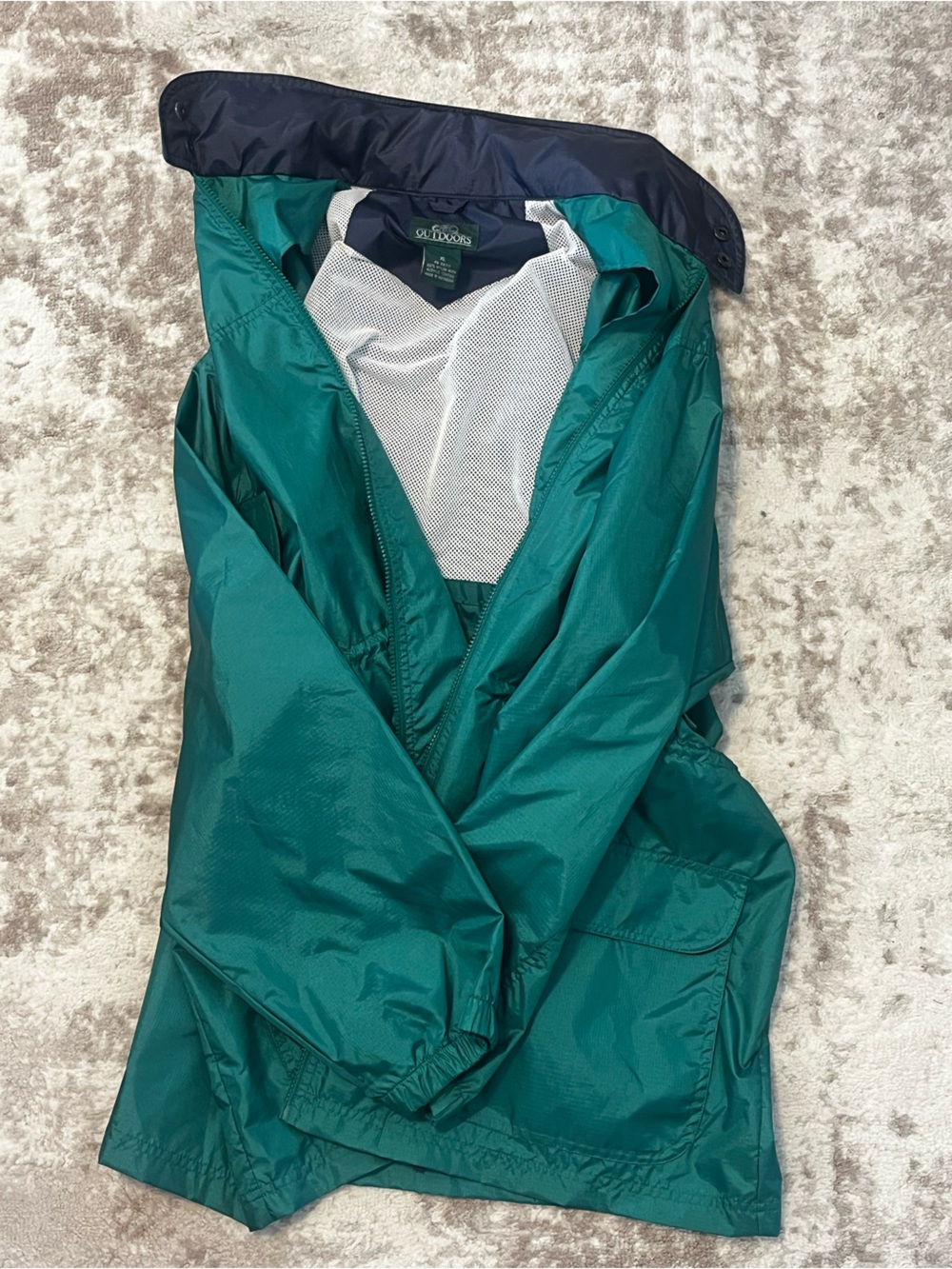 Bass Pro Shops Outdoors Mens XL Green Waterproof Hooded Rain Jacket Vented